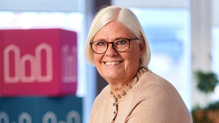 Maria Lindblom är Mitthems fastighetschef. Foto.