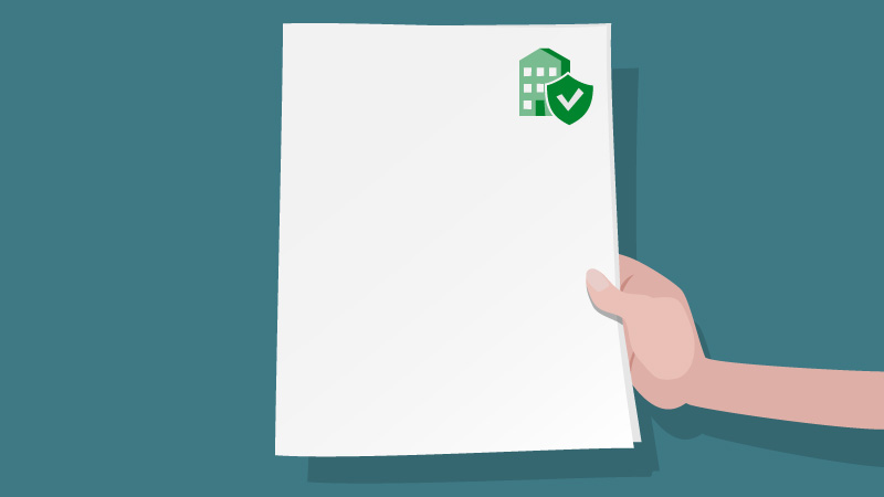 En hand som håller i ett kontrakt. Illustration. 