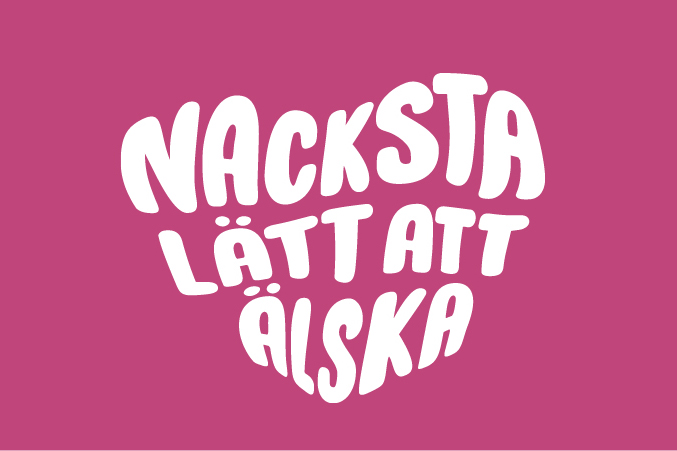 Orden "Nacksta lätt att älska" bildar ett hjärta. Illustration.
